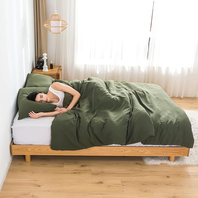 COTTEBED Ultra-Soft Cozy Twin Bedding Comforter Sets Bed, Lightweight All Season Use Warm Fluffy, Made with Washed PolyCotton Microfiber Fabric,1 Comforter 1 Pillow Sham, Twin/Twin XL Dark Olive Green