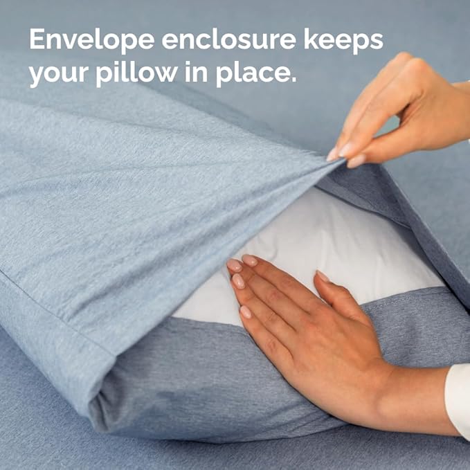 Body Pillowcases Set of 4-20x54 Long Body Pillow Case - Soft Body Pillow Cover for Sleeping & Side Sleepers - Comfy Breathable & Fade Free - Machine Washable w/Envelope Enclosure - (Heathered Blue)