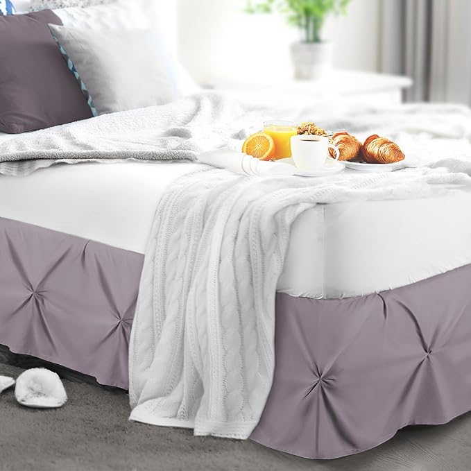 Nestl Dusty Purple Bed Skirt Twin Size, Pinch Pleat Twin Bed Skirt, 14" Inch Drop Twin Bedskirt, Hotel Quality Dusty Purple Bed Skirts, Microfiber Bedskirt for Twin Bed, Dusty Purple Twin Bed Skirt