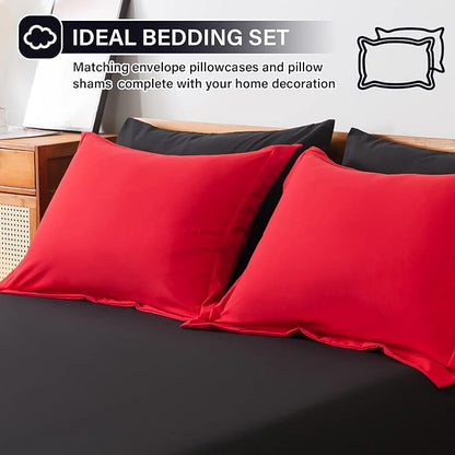 Cosybay Bed in a Bag Full Reversible Comforter Sets 7pcs All Season Down Alternative Bedding Sets Red and Black with Comforter, Pillow Shams, Flat Sheet, Fitted Sheet and Pillowcase