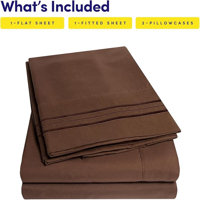 1500 Supreme Collection Queen Sheet Sets Brown - Luxury Hotel Bed Sheets and Pillowcase Set for Queen Mattress - Extra Soft, Elastic Corner Straps, Deep Pocket Sheets, Queen Brown
