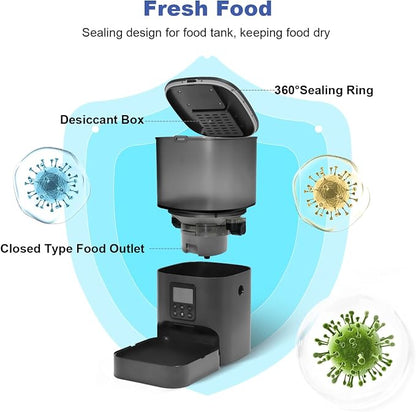 ANDOLL HOME Automatic Cat Feeder, Cat Food Dispenser with 10s Voice Recorder, Pet Feeder up to 8 Meals per Day, Timed Feeder with Dry Food Sealed Ring