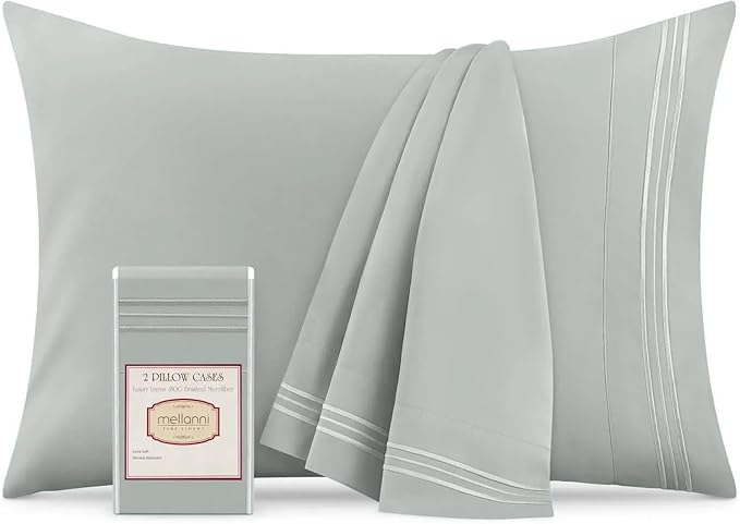 Mellanni Pillow Cases - Luxury, Extra Soft, Cooling Pillow Covers - 2 PC Iconic Collection Pillowcases - Envelope Closure (King 20" x 40", Spa Mint)