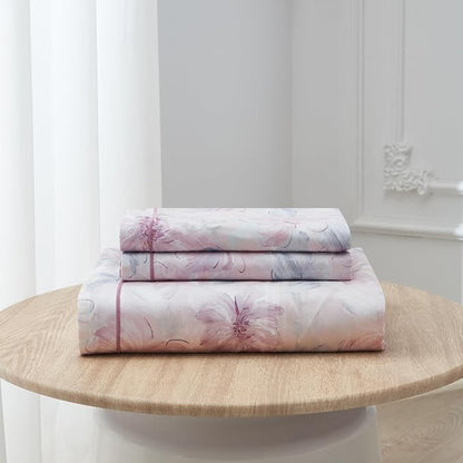 OAITE Duvet Cover Set King Size Floral Pattern 600 Thread Count Ultra Soft 100% Long Staple Cotton Duvet Cover Sets 3-PC, Breathable Duvet Cover with Zipper Closure & Corner Ties