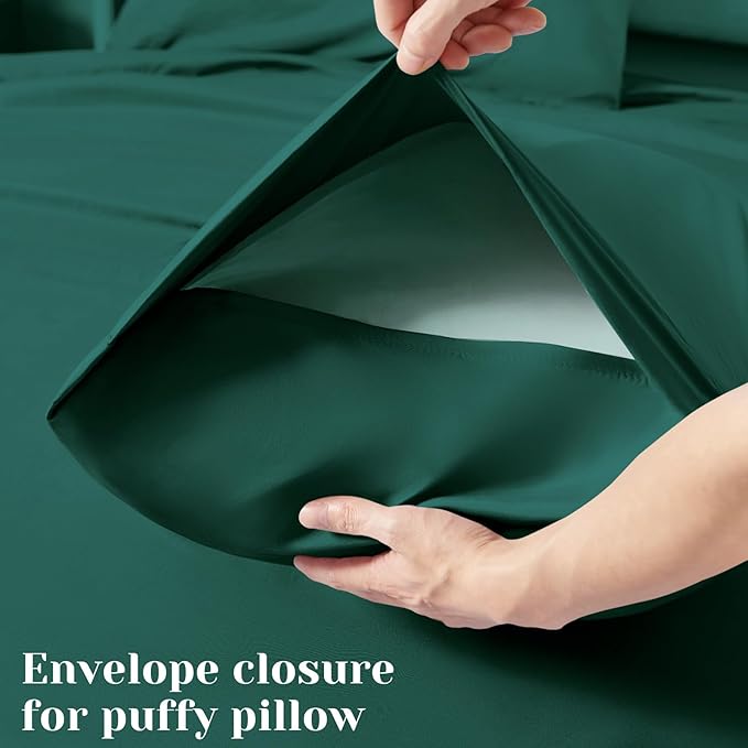 BYSURE 6 Pieces Bed Sheets Set(King, Dark Forest Green) - Hotel Luxury Super Soft 1800 Thread Count 100% Microfiber Sheets with Deep Pockets, Wrinkle & Fade Resistant