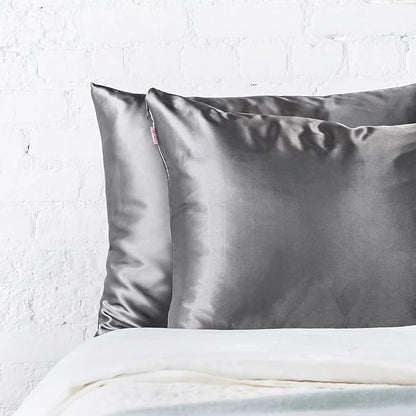 Kitsch Satin Pillowcase with Zipper for Hair & Skin - Softer Than Silk Pillow Cases, Smooth Cooling Satin Pillow Case, Wrinkle-Free, Machine Washable, King Size Satin Pillow Case 19x36, Charcoal, 2pc