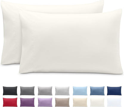 Bare Home Microfiber Pillow Cases - King 20x40 - Cooling Pillowcases - Double Brushed - Easy Care - Envelope Closure (King Pillowcase Set of 2, Cream)
