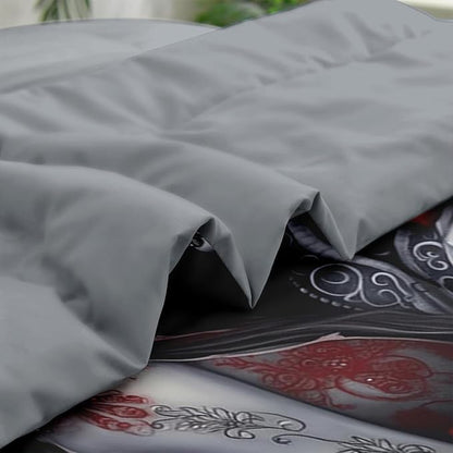 Comforter Set Full Size, Love 7 Pcs Bedding for Adults, Vintage Flower Rose Bed Sheet Sets with Fitted Sheet 2 Pillowcases & 2 Shams for Bedroom Bed Decor