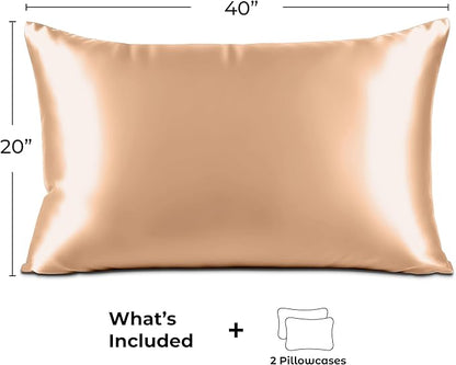 Satin Pillowcase 2 Pack - King Size (20"x40", Rose Gold) - Silky Pillow Cases for Hair and Skin - Satin Pillow Covers with Envelope Closure - Extra Soft Premium Microfiber