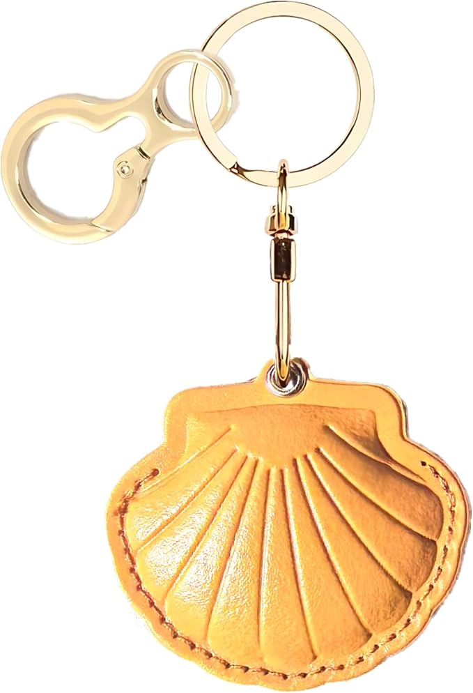 Leather Keychain Holder Case Compatible with AirTag,Cute Protective Bright Cover with Keyring,Anti-Scratch Finder GPS Tracker Case for Wallet Keys,Bag,Pets,Backpack(Yellow)