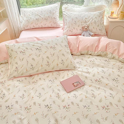 Nayoroom Floral Duvet Cover Queen Size Girls Pink White Botanical Flower Coquette Bedding Set 3 Pieces Soft Breathable Garden Cottagecore Aesthetic Comforter Cover with Pillow Shams