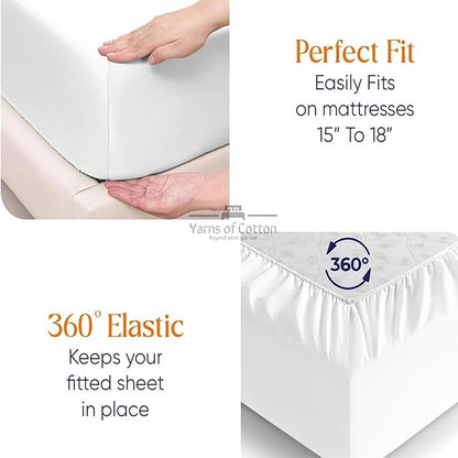 Split Head Flex 1 Qty Fitted Sheet for Adjustable Bed, Queen 34" Split Down from The Top, 100% Egyptian Cotton 600 Thread Count, 18" Deep Pocket, Super Soft Wrinkle Free, White