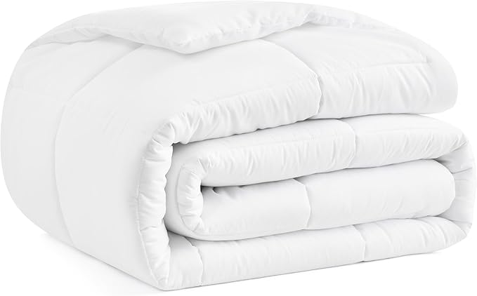 Casual Living Duvet Insert King Comforter Cooling Blanket Lightweight Hypoallergenic Reversible White Comforter with Box Stitching Fluffy Bedding Down Alternative Machine Washable, King, White