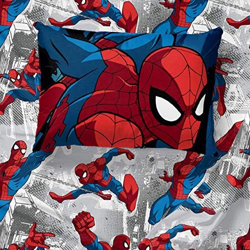 Marvel Spiderman Twin Comforter Set 4 Piece Kids Bedding for Boys, Multi