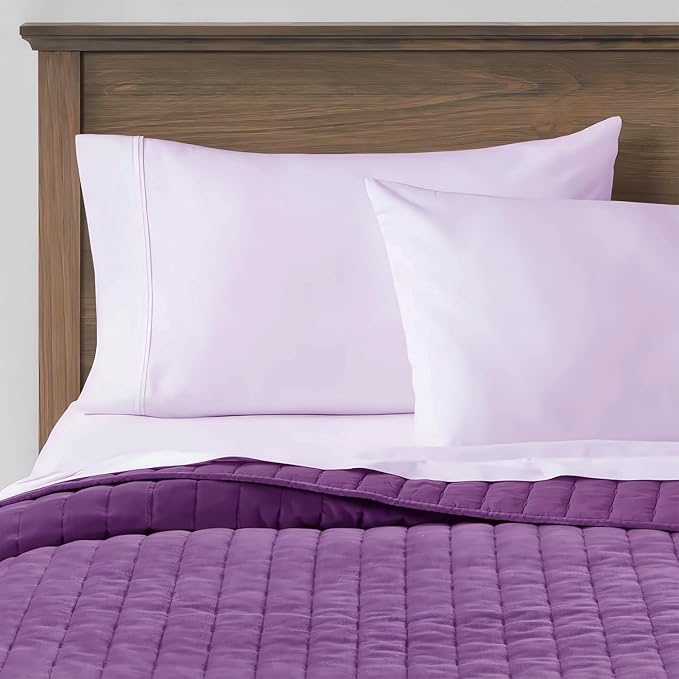 WINLIFE Queen Pillowcases Set of 2, 100% Cotton Egyptian Quality Queen Pillow Cases 2, 20×30 inches, Soft and Breathable Pillow Cover, Lavender