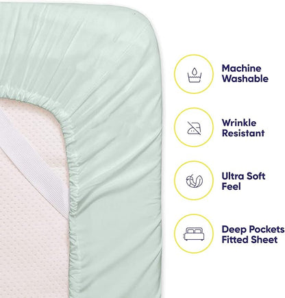 Twin XL Size Bed Sheets - 4 Piece 1500 Supreme Collection Fine Brushed Microfiber Deep Pocket Twin X-Large Sheet Set Bedding - 1 EXTRA PILLOW CASES, GREAT VALUE, Twin XL, Mint