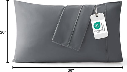 Bedsure King Size Pillow Cases Set of 2 - Dark Grey Brushed Microfiber Pillowcases 2 Pack, Super Soft Pillow Case Cover with Envelope Closure for Kids, Wrinkle, Fade Resistant, 20x36 Inches