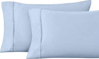1200 Thread Count 100% Egyptian Cotton, Soft and Breathable, 2-Piece Standard Pillowcase Set Solid, Light Blue