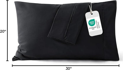 Bedsure Black Pillowcase Set - Queen Size (20x30 inches) Bed Pillow Cover - Brushed Microfiber, Wrinkle, Fade & Stain Resistant - Envelop Closure Pillow Case Set of 2