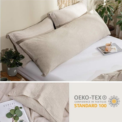 Simple&Opulence Body Pillow Cover 20" x 54",100% Pure Linen, Ultra Soft and Breathable, Body Pillowcase with Envelope Closure for Adults(Linen)