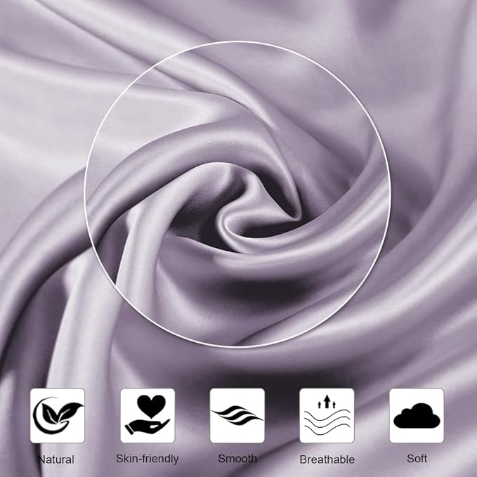 Ravmix Silk Pillow Cases with Zipper, 21momme Mulberry Silk Pillowcase for Hair Skin Health, Soft Smooth Breathable Cool Pillow Cover for Beauty Sleep with Gift Box 1PC(Standard 20"x26", Lilac)