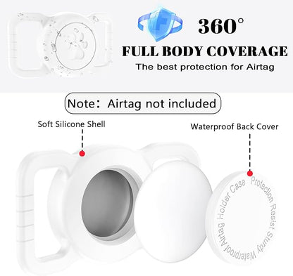 SANKALA Waterproof Airtag Holder for Dog Collar, White | Lightweight & Durable Silicone, For Apple AirTag, Reinforced Anti-Lost, Signal Friendly, for Apple AirTag(Gen 1 & 2)