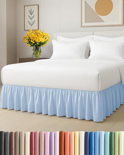 Bedskirt Queen Size Ruffle - 18 inch Drop Dust Ruffle Bed Skirt with Platform - Ultra-Soft, Easy Fit, Premium Hotel Quality - Wrinkle, Fade & Shrink Resistant - For Women, Men, Kids & Teens - Sky Blue