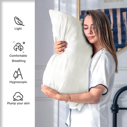 Silk Pillow Cases 2 Pack,Soft Breathable and Sliky Queen Size Pillow Cases Set of 2,Natural Mulberry Silk Pillowcase Set of 2 for Hair and Skin with Hidden Zipper (Ivory,20"X 30",2pcs)