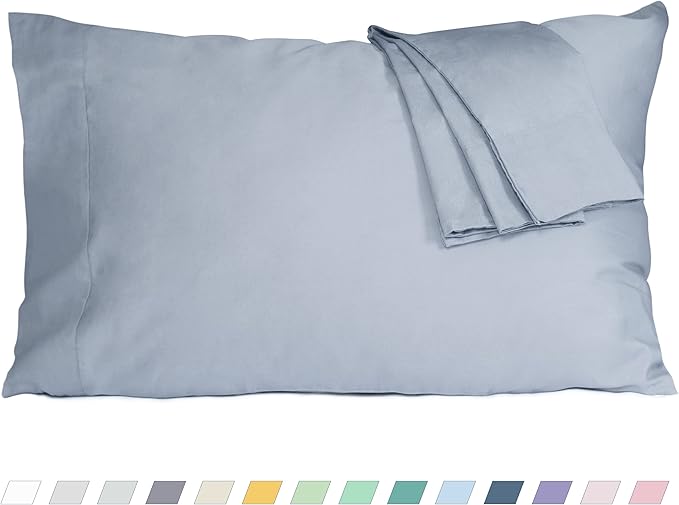 Pillow Cases, King Size Cotton Percale Weave Pillowcases, Pre-Shrunk Breathable and Hypoallergenic Pillowcases, Set of 2 (2 Piece King 20 Inch x 40 Inch, Dark Gray)