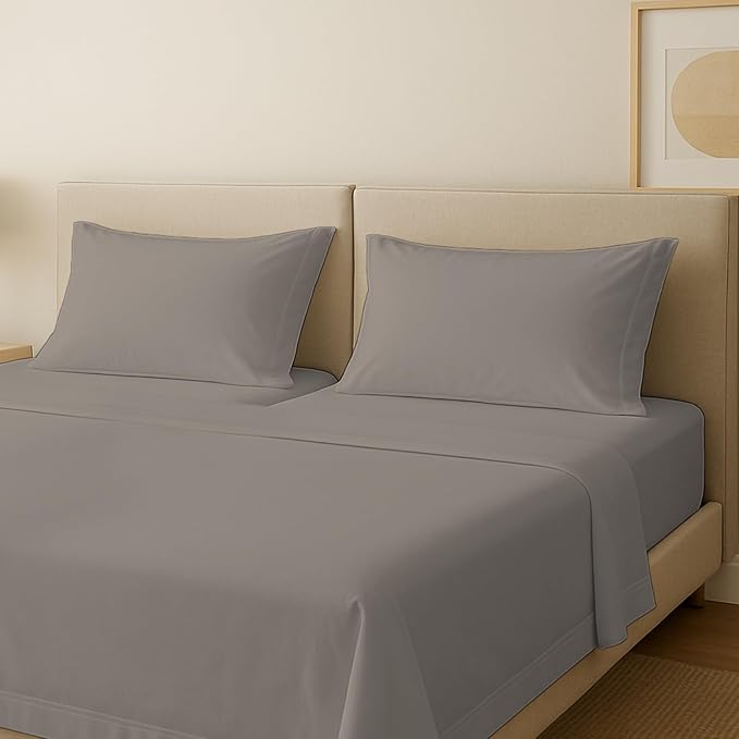 Carressa Linen Luxury Egyptian Cotton 5 PC Split King Size Sheet Set - 600 Thread Count Deep Pocket Fitted and Flat Sheet,Soft,Cooling Extra Long Staple Hotel-Quality Bedding with Sateen Weave - Taupe