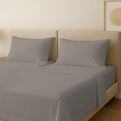Carressa Linen Luxury Egyptian Cotton 5 PC Split King Size Sheet Set - 600 Thread Count Deep Pocket Fitted and Flat Sheet,Soft,Cooling Extra Long Staple Hotel-Quality Bedding with Sateen Weave - Taupe
