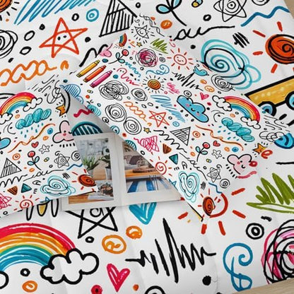 Kids Comforter Sets for Girls Rainbow，Full Size Bedding Set Cute and Soft/Fluffy Pink Blue and Yellow，Cartoon Quilt，Cartoon Bedroom Decor，1 Comforter 2 Pillow Cases