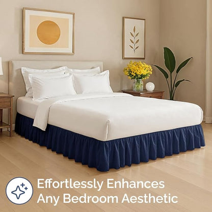 Bedskirt Full Size Ruffle - 15 inch Drop Dust Ruffle Bed Skirt with Platform - Ultra-Soft, Easy Fit, Premium Hotel Quality - Wrinkle, Fade & Shrink Resistant - for Women, Men, Kids and Teens - Navy