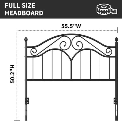 Headboard for Full Size Bed Frame Vintage Platform Bed Metal Headboard Only | Height Adjustable,Sturdy and Stable,Easy Assembly,Black