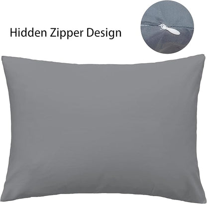 iMaylex Soft 100% Egyptian Cotton Zipper Pillow Case, Cozy and Lightweight Pillowcase, Set of 2, Dark Grey, Standard, 20" x 26"