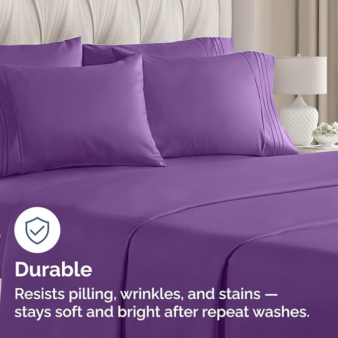 King Pillow Cases Set of 10 - Ultra Soft Hotel Quality Pillowcase Covers - Comfy & Wrinkle Free - Shrink, Stain and Fade Resistant - Easy-Care, Machine Washable Pillow Protectors - 10 Pcs Set - Purple