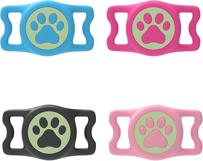 IP68 Waterproof Dog AirTag Holder for Dog Collar, Soft, Stretchy Silicone | Full-Body Protection, Easy Tool-Free Installation, Quiet, No-Dangle Fit, Lightweight, Fits Dog & Cat Collars of All Widths