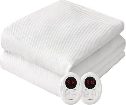 Bwarm Waterproof Heated Mattress Pad, ETL Certified Bed Warmer with Memory Function 9 Heat Settings, 1-12 Hours Auto Off Deep Pocket, Machine Washable, White King