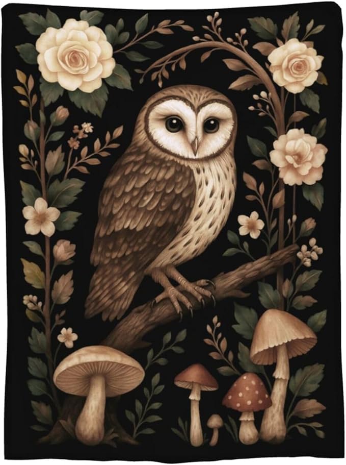 Gothic Owl Blanket Super Soft Warm Fluffy Fleece Flannel Animal Throw Blanket Cozy Fuzzy Plush Stuff Bedding Blankets Gifts for Women Kids Boys Girls Adults 80"X60"