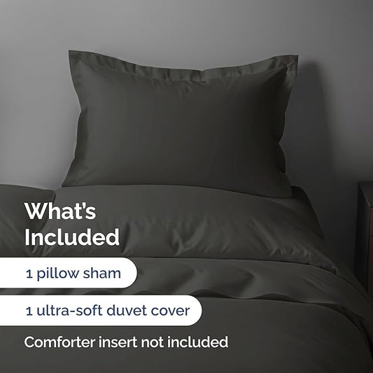 Duvet Cover Twin/Twin XL Size Set - Extra Soft Twin/Twin XL Duvet Cover 68" x 90" with 1 Pillow Sham - Hotel Luxury, Easy Care, Fade Free with Zipper Closures & Ties - Comfy & Breathable (Charcoal)