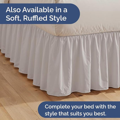 Pleated Bed Skirt Twin Size - 3 Sided Pleated Bed Skirt Twin - Ultra-Soft, Easy Fit with 12 Inch Tailored Drop - Hotel Quality, Wrinkle & Fade Resistant - for Women, Men, Kids and Teens - Light Grey