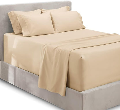 Hearth & Harbor Extra Deep Pocket Sheets - Fits Mattress 18-24 Inches Deep - Extra Deep Pocket Twin XL Sheets Sets - 4 Piece Twin XL Size - Cream