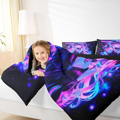 Erosebridal 3D Mushroom Girls Bedding Sets King - Japanese Modern Fashion Comforter Set for Kids Adults Abstract Graffiti Duvet Insert Watercolor Aesthetic Quilt