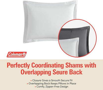 Coleman Twin Comforter Set Reversible Bed-in-a-Bag– Double-Sided Color Options, All-Season Comforter + Shams + Sheets – Perfect for Home, Cabin or Camp Use, Silver/Gray