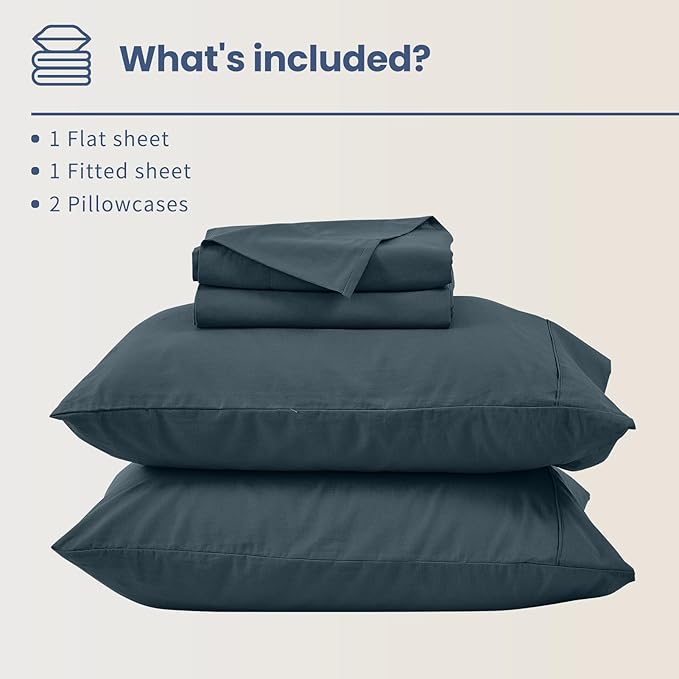 Bedlifes 100% French Linen Sheets King Size 18-24”Extra Deep Pocket 4-Piece Set Breathable & Moisture-Wicking,Soft & Durable Sheets for Thick Mattresses(Cool Gray)
