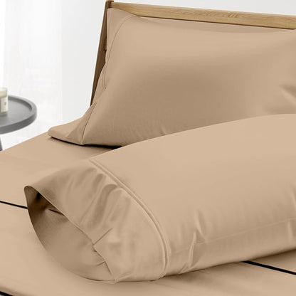 TEXAS LINEN CO. 100% Egyptian Cotton Standard/Queen Size Pillow Cases Set of 2-1000 Thread Count Pillow Cover - Soft, Breathable & Cooling Taupe Pillowcases Set of 2 for Standard/Queen Pillows