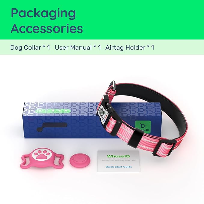 Airtag Dog Collar, Reflective Ultra-Durable Nylon Padded with QR Buckle & IP68 Waterproof Air Tag Holder Compatible for Apple AirTag, Comfortable for Small Medium Large Dogs (Red, XS)