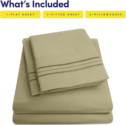 1500 Supreme Collection Twin Sheet Sets Sage Green - 3 Piece Bed Sheets and Pillowcase Set for Twin Mattress - Extra Soft, Elastic Corner Straps, Deep Pocket Sheets, Twin Sage Green