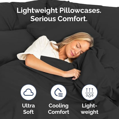King Standard Pillow Cases Set of 4 - Soft Hotel Quality Pillowcase Covers - Comfy Bedding for Women, Men, Kids & Teens - Machine Washable Pillow Protectors - 4 Piece Set - King Standard Size Black
