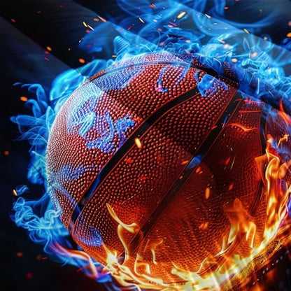 Nttopship Fire Basketball Comforter Set Queen Size,100% Soft Ultra-fine Fiber Four Season Sport Basketball Comforter Set with 1 Comforter and 2 Pillow Case